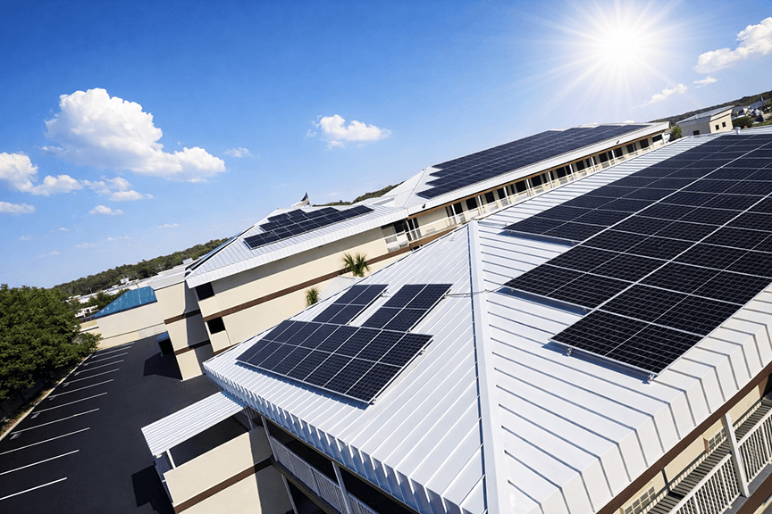 Resort with solar panels